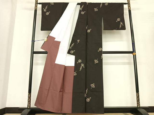 平和屋着物●本場大島紬　カタス7マルキ　総絣　地空き　番傘　正絹　逸品　AABF0323fy