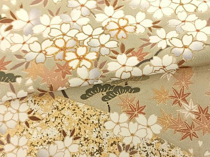 平和屋着物●訪問着　駒刺繍　枝花文　暈し染め　金銀彩　正絹　逸品　AABF0326fy