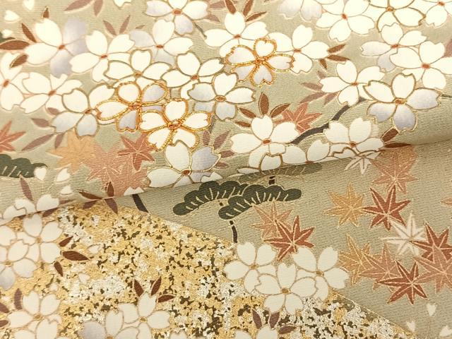 平和屋着物●訪問着　駒刺繍　枝花文　暈し染め　金銀彩　正絹　逸品　AABF0326fy