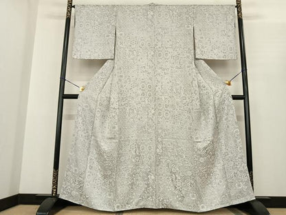 平和屋着物●天目織　お召　切嵌花文　正絹　逸品　AABF0334fy
