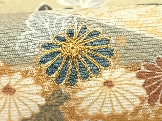 平和屋着物●訪問着　駒刺繍　鬘帯花文　金彩　正絹　逸品　AABF0338fy