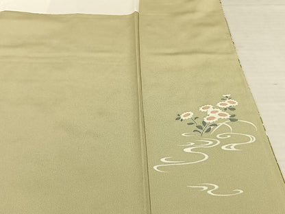平和屋着物●訪問着　駒刺繍　鬘帯花文　金彩　正絹　逸品　AABF0338fy