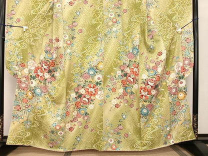 平和屋着物●豪華振袖　枝花文　暈し染め　金彩　正絹　逸品　AABF0340fy