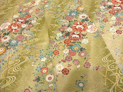 平和屋着物●豪華振袖　枝花文　暈し染め　金彩　正絹　逸品　AABF0340fy