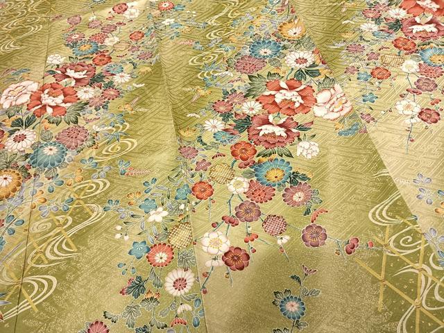 平和屋着物●豪華振袖　枝花文　暈し染め　金彩　正絹　逸品　AABF0340fy