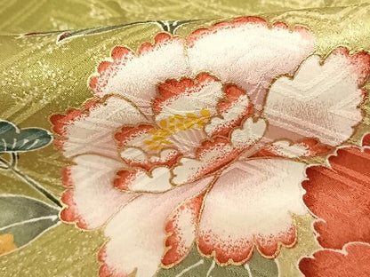 平和屋着物●豪華振袖　枝花文　暈し染め　金彩　正絹　逸品　AABF0340fy
