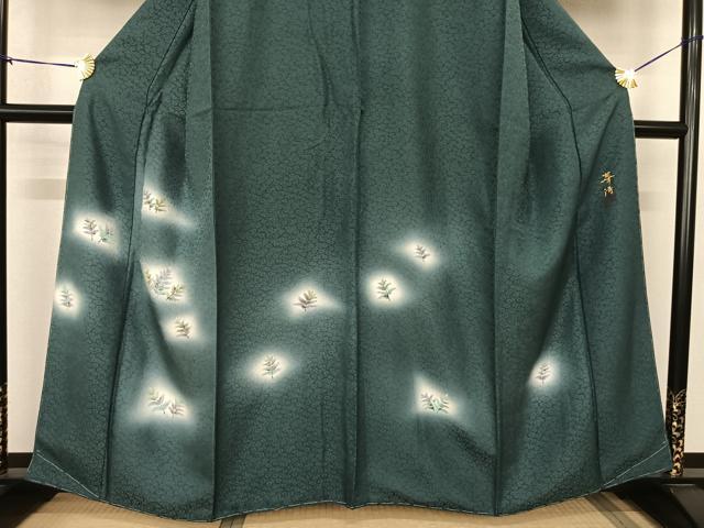 平和屋着物●巨匠　前田華清　手描き　訪問着　草葉文　暈し染め　正絹　逸品　未使用　AABF0342fy