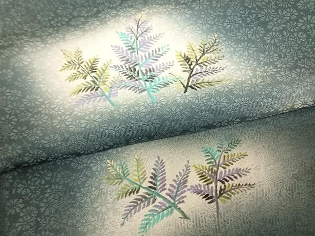 平和屋着物●巨匠　前田華清　手描き　訪問着　草葉文　暈し染め　正絹　逸品　未使用　AABF0342fy