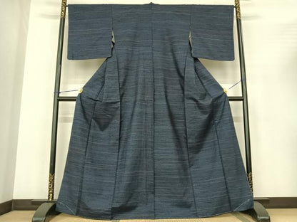 平和屋着物●上質な紬　横縞　正絹　逸品　未使用　AABF0344fy