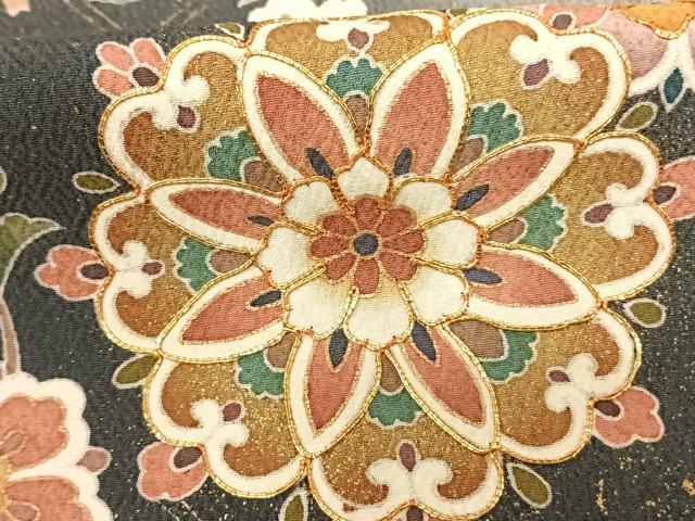 平和屋着物●訪問着　友禅　駒刺繍　雪輪花文　金彩　正絹　逸品　AABH0646fy 平和屋着物○訪問着 友禅 駒刺繍 雪輪花文 金彩 正絹 逸品 AABH0646fy