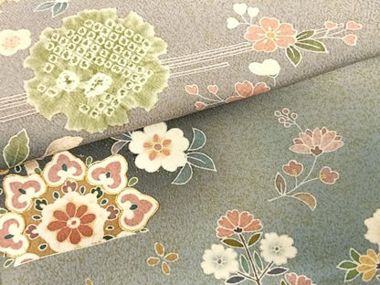 平和屋着物●訪問着　友禅　作家物　駒刺繍　絞り　雪輪花文　暈し染め　金彩　正絹　逸品　AABF0345fy