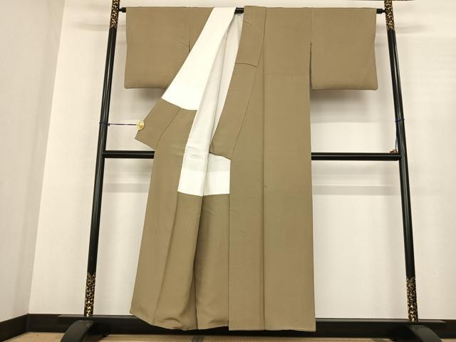 平和屋着物●横井孝章　江戸小紋　万筋　茶色×灰色　正絹　逸品　AABF0346fy