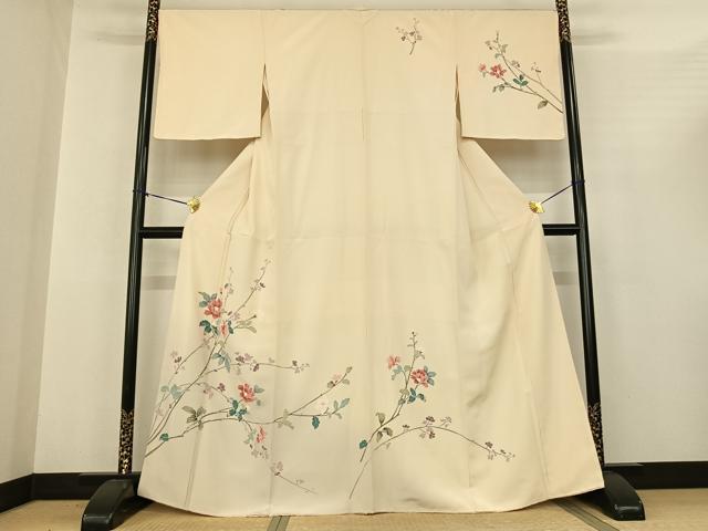 平和屋着物●訪問着　友禅　枝花文　正絹　逸品　AABF0352fy