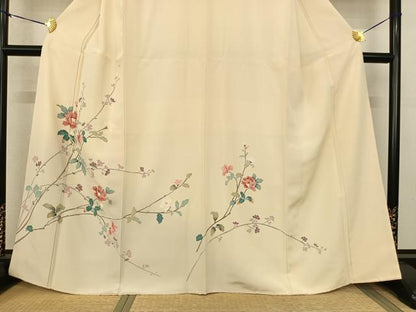 平和屋着物●訪問着　友禅　枝花文　正絹　逸品　AABF0352fy
