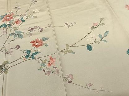 平和屋着物●訪問着　友禅　枝花文　正絹　逸品　AABF0352fy