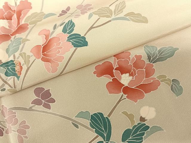 平和屋着物●訪問着　友禅　枝花文　正絹　逸品　AABF0352fy