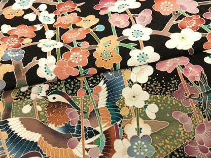 平和屋着物●本加賀友禅作家　北市秀樹　黒留袖　花鳥文　正絹　逸品　未使用　AABF0353fy