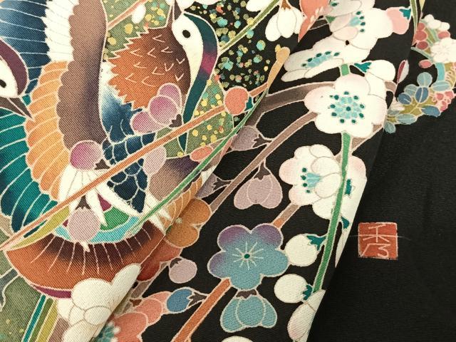 平和屋着物○本加賀友禅作家 北市秀樹 黒留袖 花鳥文 正絹 逸品
