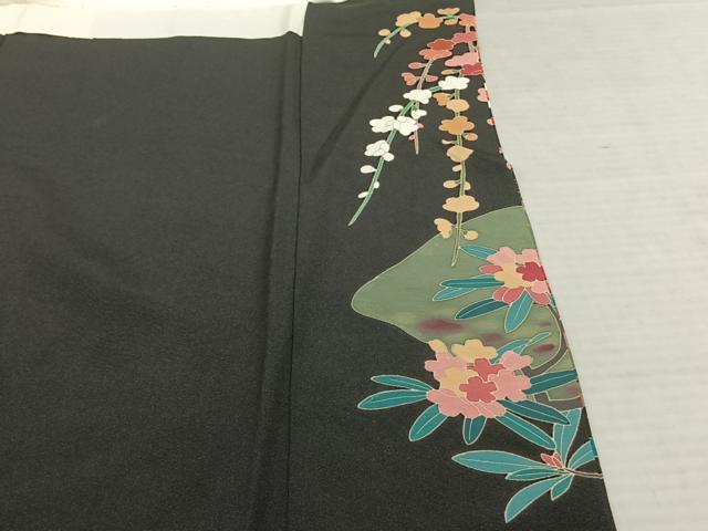 平和屋着物●本加賀友禅作家　北市秀樹　黒留袖　花鳥文　正絹　逸品　未使用　AABF0353fy
