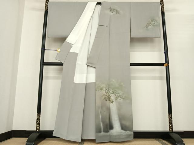 平和屋着物●訪問着　手描き　樹林文　暈し染め　正絹　逸品　AABF0354fy