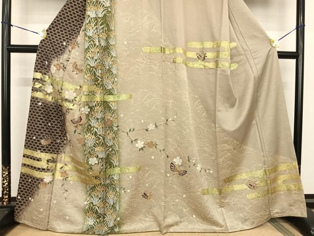 平和屋着物●訪問着　花蝶文　金銀彩　正絹　逸品　AABF0355fy