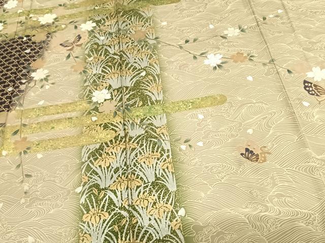 平和屋着物●訪問着　花蝶文　金銀彩　正絹　逸品　AABF0355fy