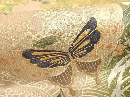 平和屋着物●訪問着　花蝶文　金銀彩　正絹　逸品　AABF0355fy