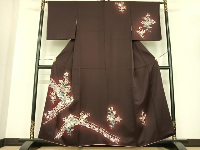 平和屋着物●訪問着　友禅　草花文　暈し染め　正絹　逸品　AABF0356fy