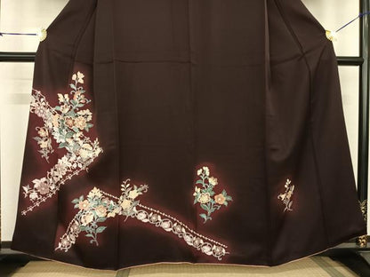 平和屋着物●訪問着　友禅　草花文　暈し染め　正絹　逸品　AABF0356fy