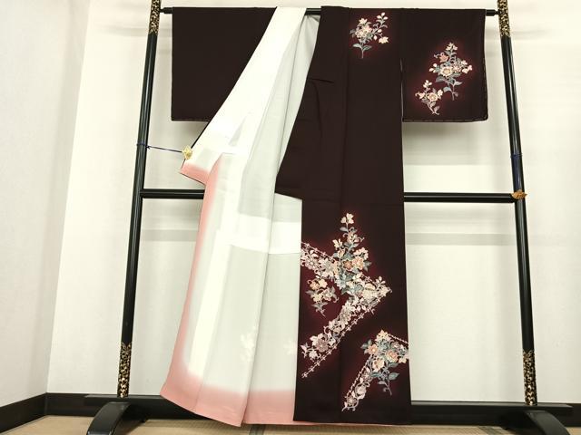 平和屋着物●訪問着　友禅　草花文　暈し染め　正絹　逸品　AABF0356fy