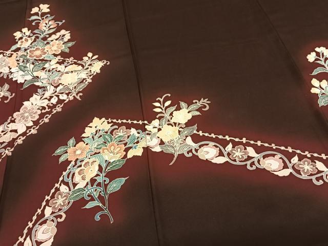 平和屋着物●訪問着　友禅　草花文　暈し染め　正絹　逸品　AABF0356fy