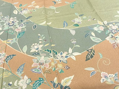 平和屋着物●訪問着　友禅　枝花文　正絹　逸品　AABF0359fy