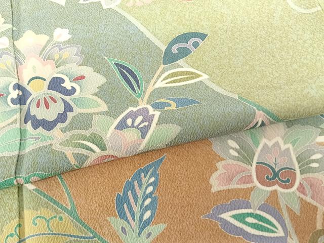 平和屋着物●訪問着　友禅　枝花文　正絹　逸品　AABF0359fy