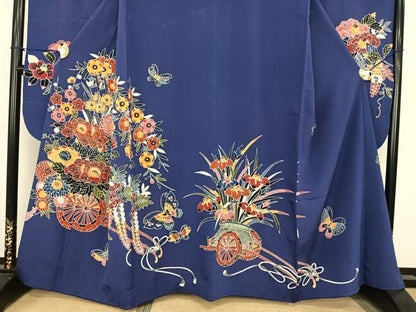 平和屋着物●豪華振袖　紅型　花車文　正絹　逸品　AABF0362fy