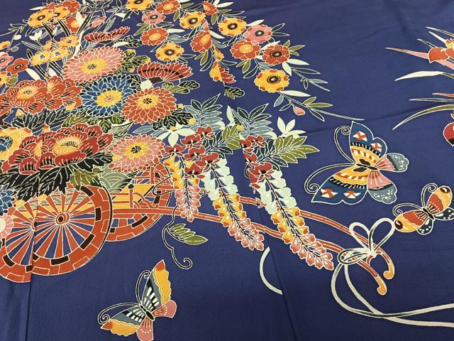 平和屋着物●豪華振袖　紅型　花車文　正絹　逸品　AABF0362fy