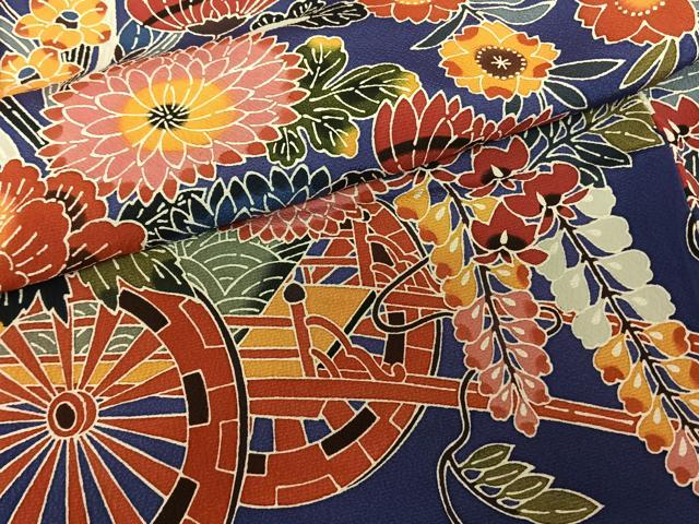 平和屋着物○豪華振袖 紅型 花車文 正絹 逸品 AABF0362fy