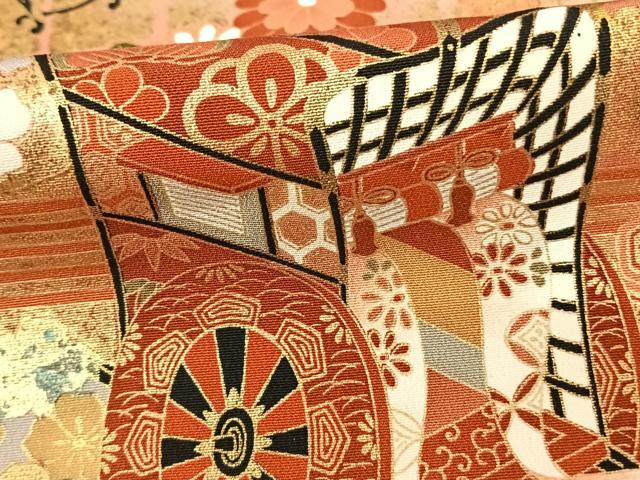 平和屋着物●豪華振袖　御所車花文　暈し染め　金銀彩　幾久重袖　正絹　逸品　AABF0363fy 平和屋着物○豪華振袖 御所車花文 暈し染め 金銀彩 幾久重