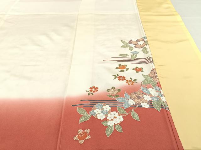 平和屋着物●豪華振袖　御所車花文　暈し染め　金銀彩　幾久重袖　正絹　逸品　AABF0363fy 平和屋着物○豪華振袖 御所車花文 暈し染め 金銀彩 幾久重