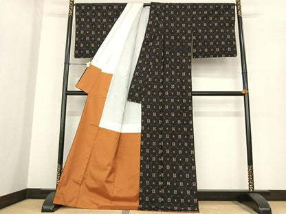 平和屋着物●上質な紬　琉球絣　正絹　逸品　AABF0364fy