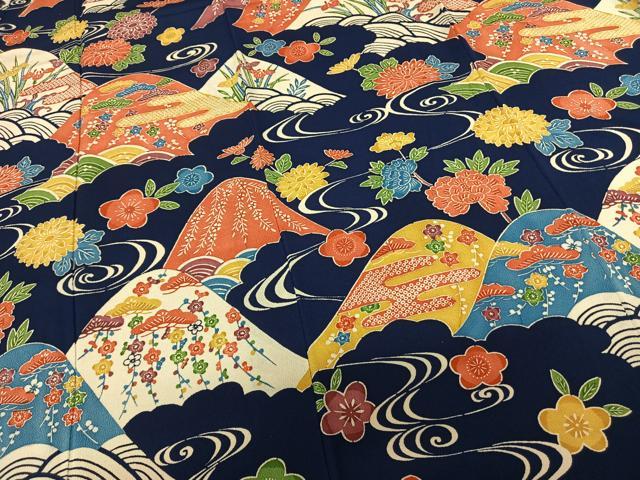 平和屋着物●豪華振袖　型染め　風景花文　正絹　逸品　AABF0365fy