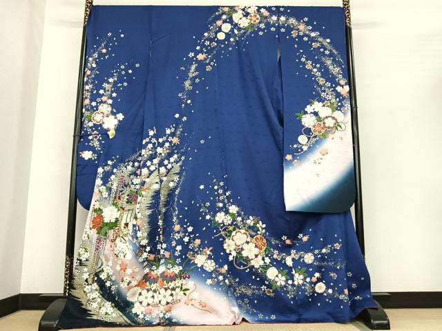 平和屋着物●豪華振袖　御所車花文　暈し染め　金彩　正絹　逸品　AABF0369fy