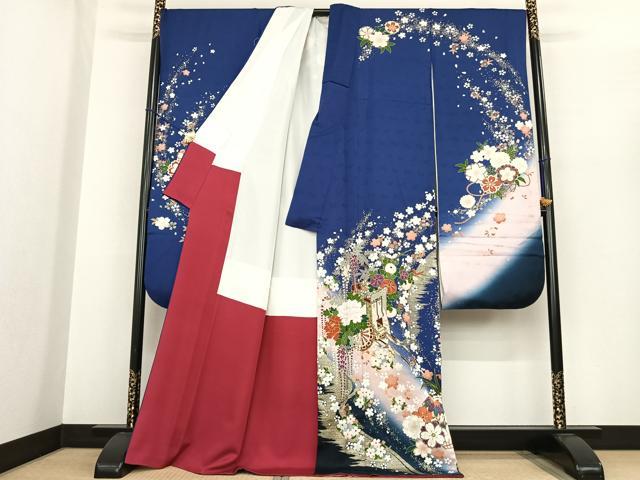平和屋着物●豪華振袖　御所車花文　暈し染め　金彩　正絹　逸品　AABF0369fy