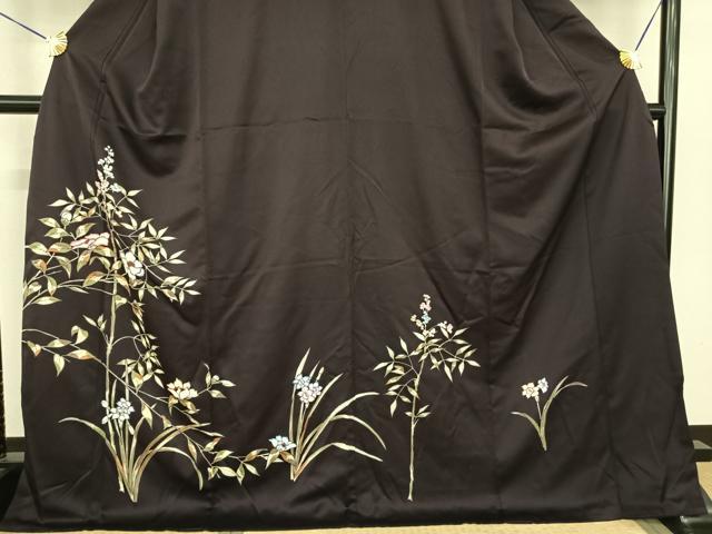 平和屋着物●訪問着　手描き　枝花文　ロング丈　正絹　逸品　AABF0370fy