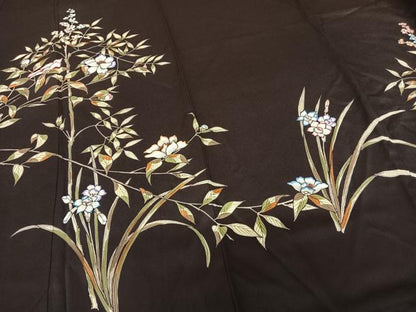 平和屋着物●訪問着　手描き　枝花文　ロング丈　正絹　逸品　AABF0370fy