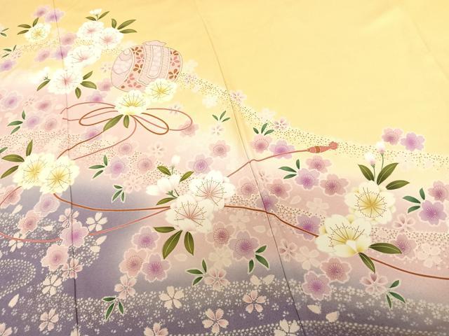 平和屋着物●豪華振袖　小槌　舞花文　暈し染め　金彩　正絹　逸品　AABF0371fy 平和屋着物○豪華振袖 小槌 舞花文 暈し染め 金彩 正絹 逸品 AABF0371fy