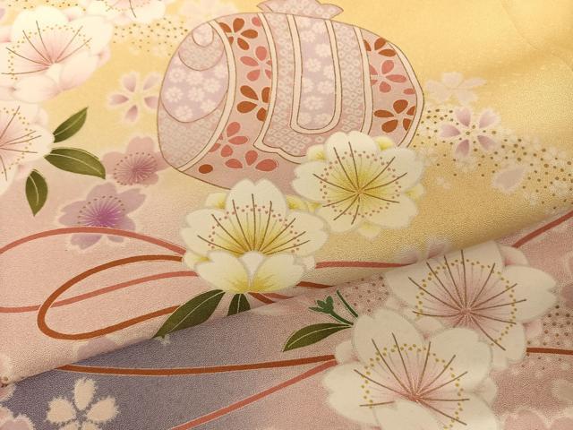 平和屋着物●豪華振袖　小槌　舞花文　暈し染め　金彩　正絹　逸品　AABF0371fy 平和屋着物□豪華振袖 枝花文 暈し染め 金彩 正絹 逸品 CABG6434xeの