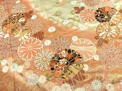 平和屋着物●豪華振袖　駒刺繍　舞花文　暈し染め　金銀彩　正絹　逸品　AABF0372fy