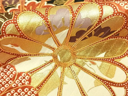 平和屋着物●豪華振袖　駒刺繍　舞花文　暈し染め　金銀彩　正絹　逸品　AABF0372fy