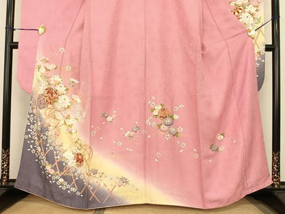 平和屋着物●豪華振袖　草花毬文　暈し染め　金彩　正絹　逸品　AABF0375fy