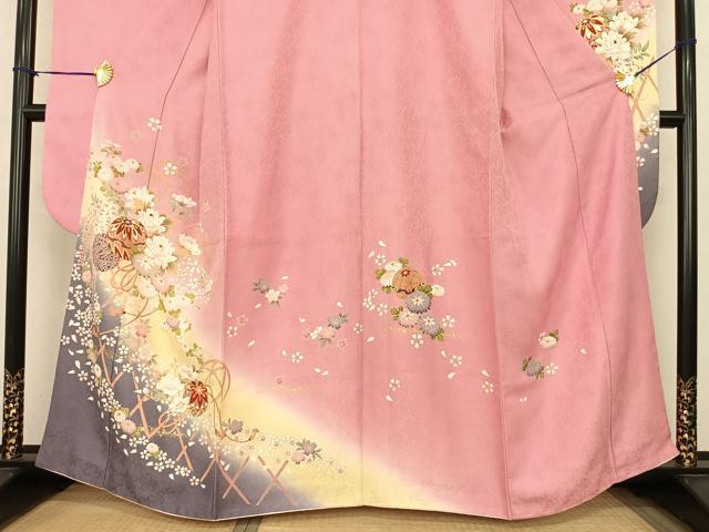 平和屋着物●豪華振袖　草花毬文　暈し染め　金彩　正絹　逸品　AABF0375fy